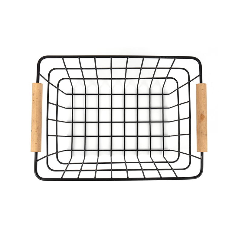 Проволочные корзины для хранения с деревянной ручкой для кухни и кладовой