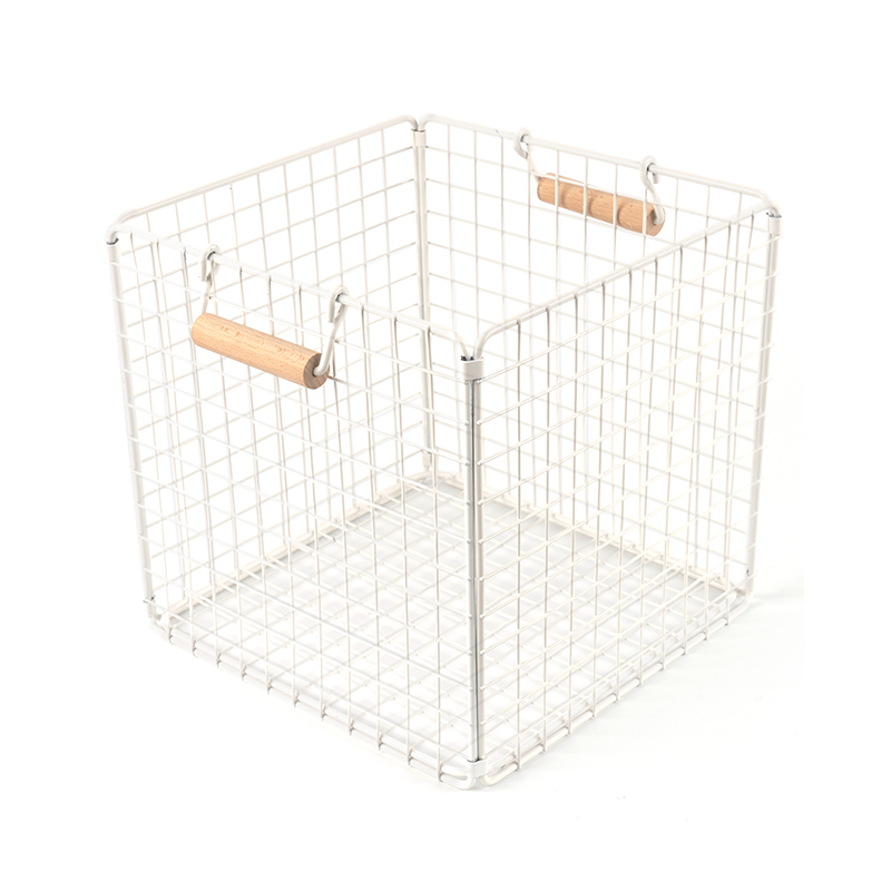 Проволочные корзины для хранения с деревянными ручками для кладовой