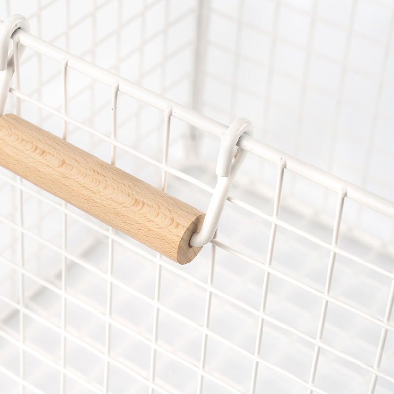 Проволочные корзины для хранения с деревянными ручками для кладовой