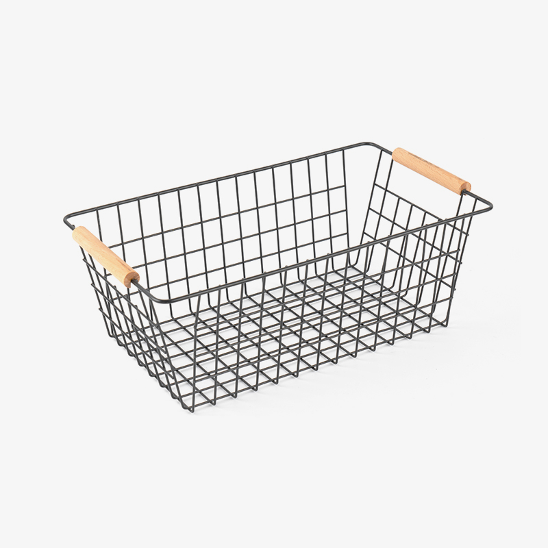 Корзина для хранения с деревянной ручкой