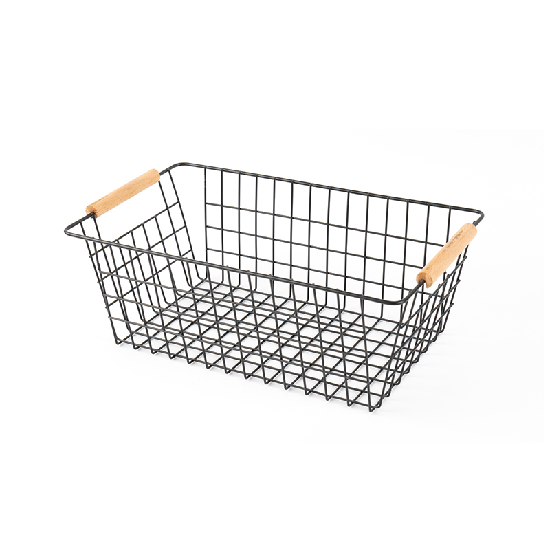 Корзина для хранения с деревянной ручкой